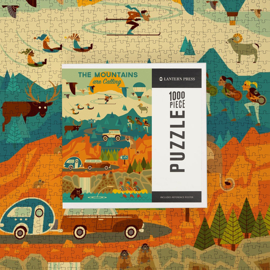 The Mountains are Calling, Geometric, Jigsaw Puzzle Puzzle Lantern Press 