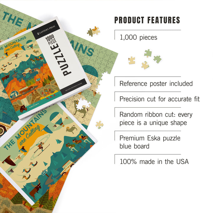 The Mountains are Calling, Geometric, Jigsaw Puzzle Puzzle Lantern Press 