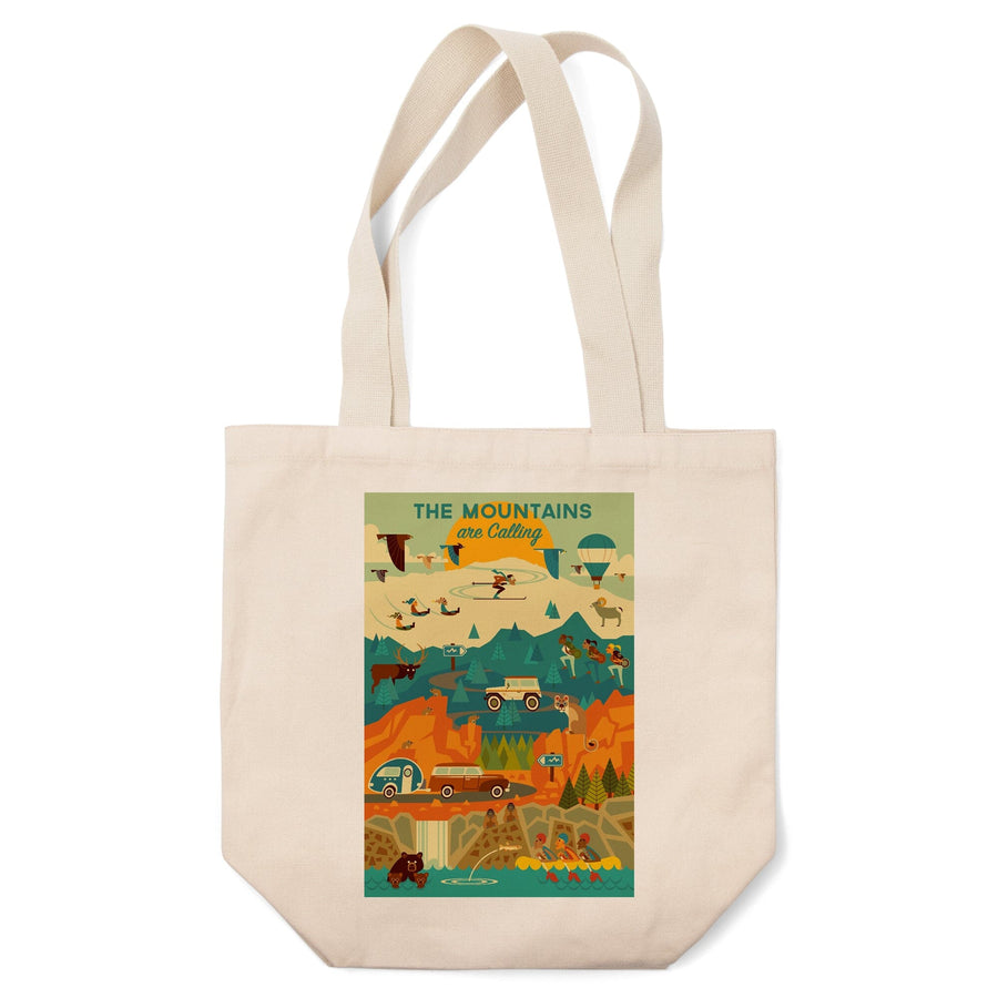 The Mountains are Calling, Geometric, Tote Bag Totes Lantern Press 