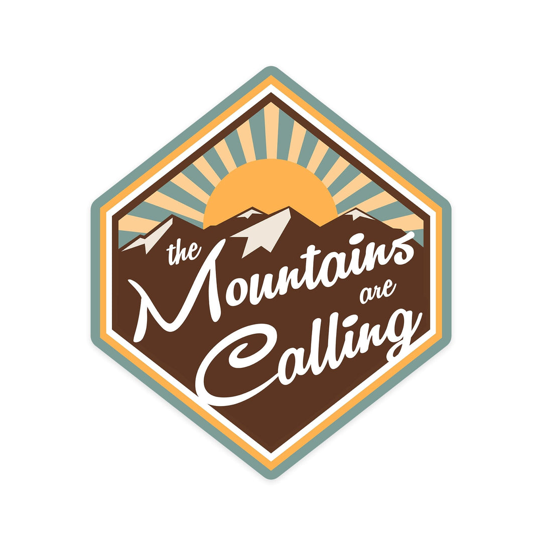 The Mountains are Calling, Vector, Contour, Lantern Press Artwork, Vinyl Sticker Sticker Lantern Press 