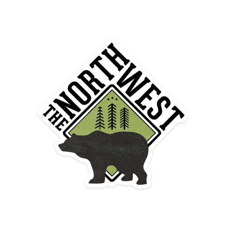 The Northwest, Bear, Contour, Lantern Press Artwork, Vinyl Sticker Sticker Lantern Press 