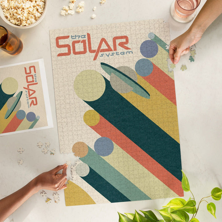 The Solar System, Vintage Planet Poster, Jigsaw Puzzle Puzzle Lantern Press 