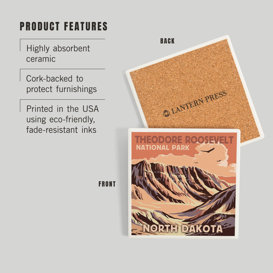 Theodore Roosevelt National Park, North Dakota, Buttes, Coasters Coasters Lantern Press 