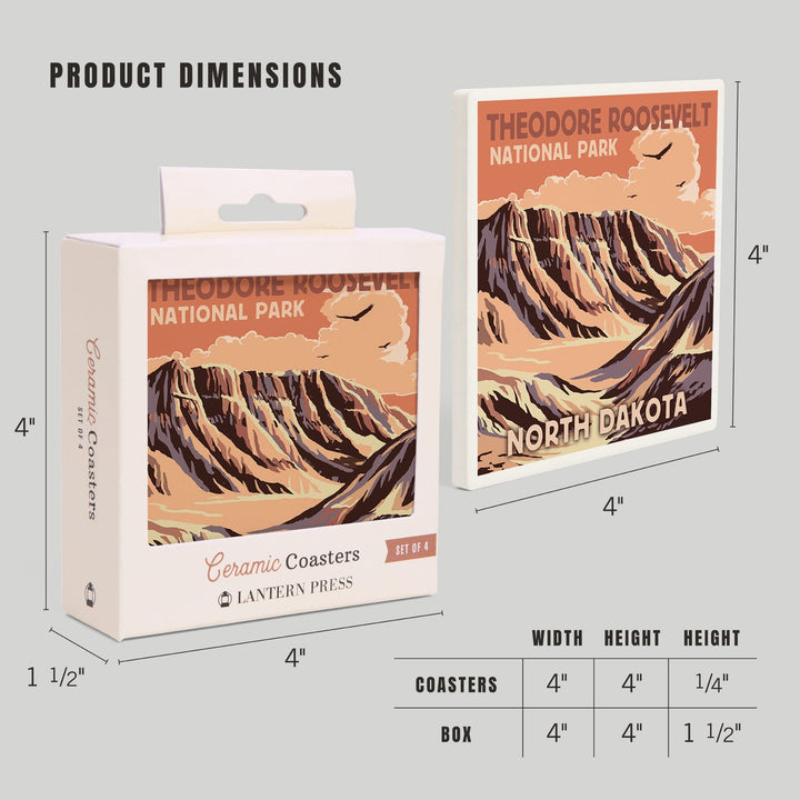 Theodore Roosevelt National Park, North Dakota, Buttes, Coasters Coasters Lantern Press 