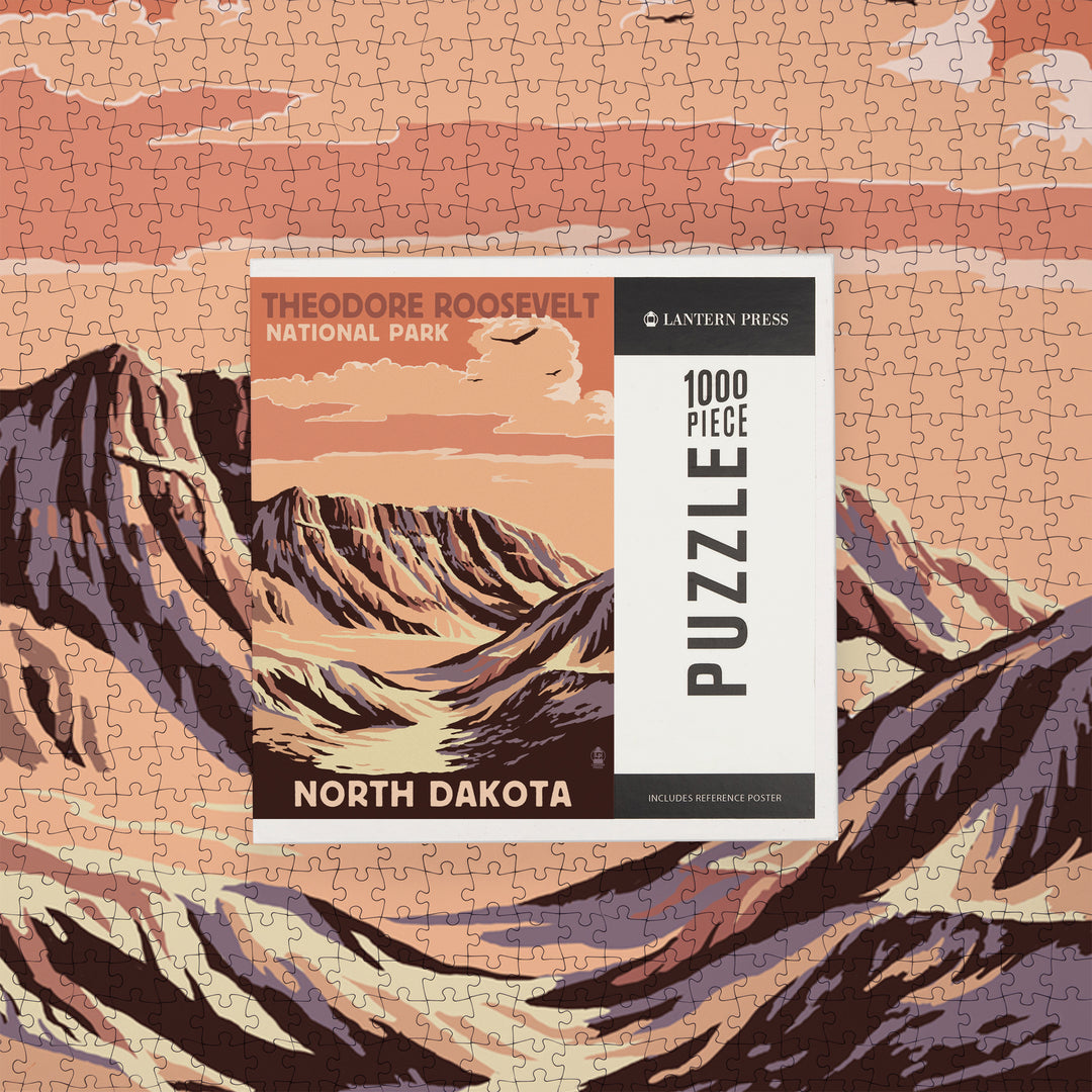 Theodore Roosevelt National Park, North Dakota, Buttes, Jigsaw Puzzle Puzzle Lantern Press 