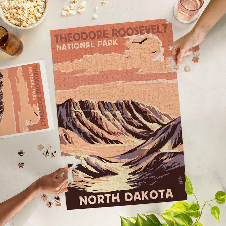 Theodore Roosevelt National Park, North Dakota, Buttes, Jigsaw Puzzle Puzzle Lantern Press 