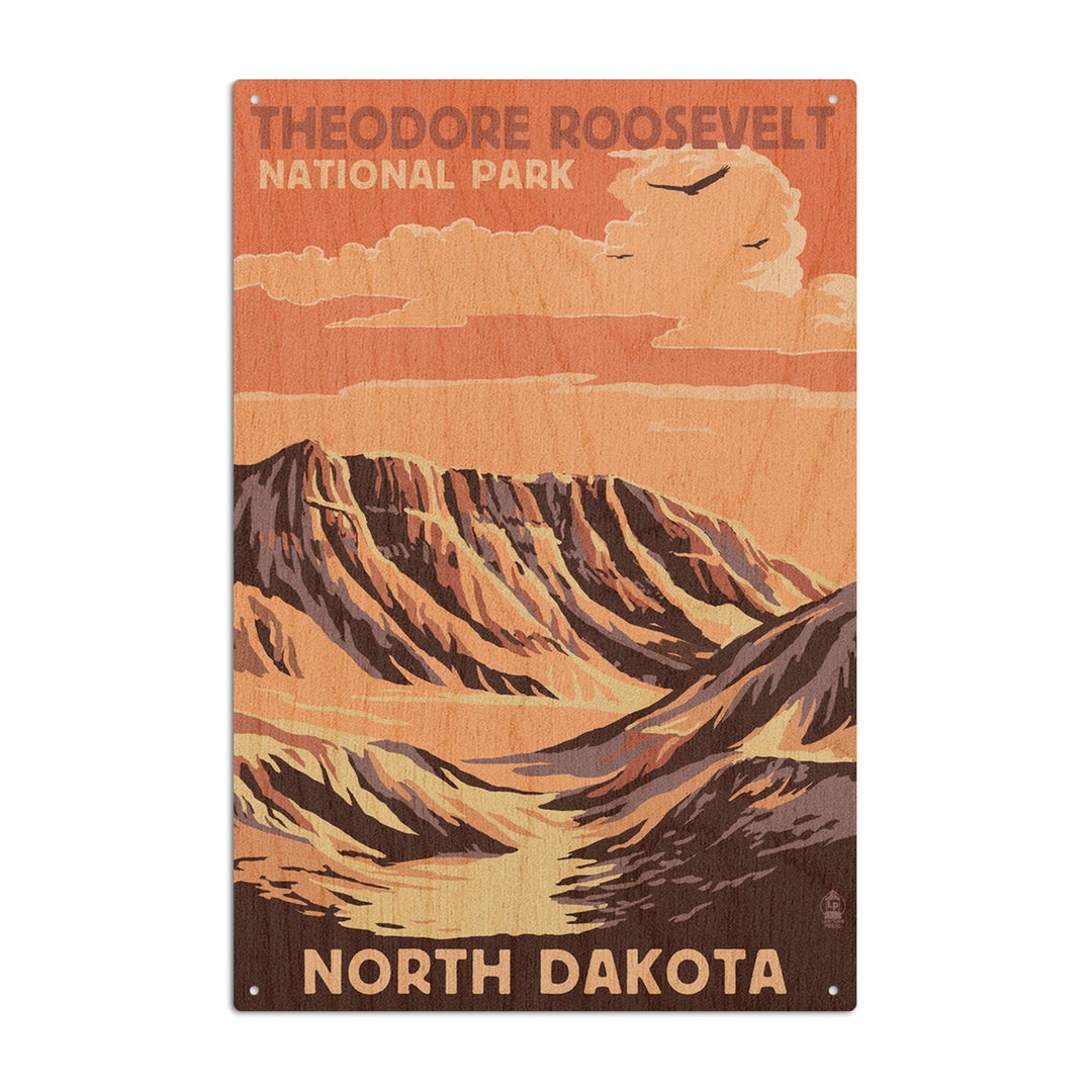 Theodore Roosevelt National Park, North Dakota, Buttes, Lantern Press Artwork, Wood Signs and Postcards Wood Lantern Press 10 x 15 Wood Sign 