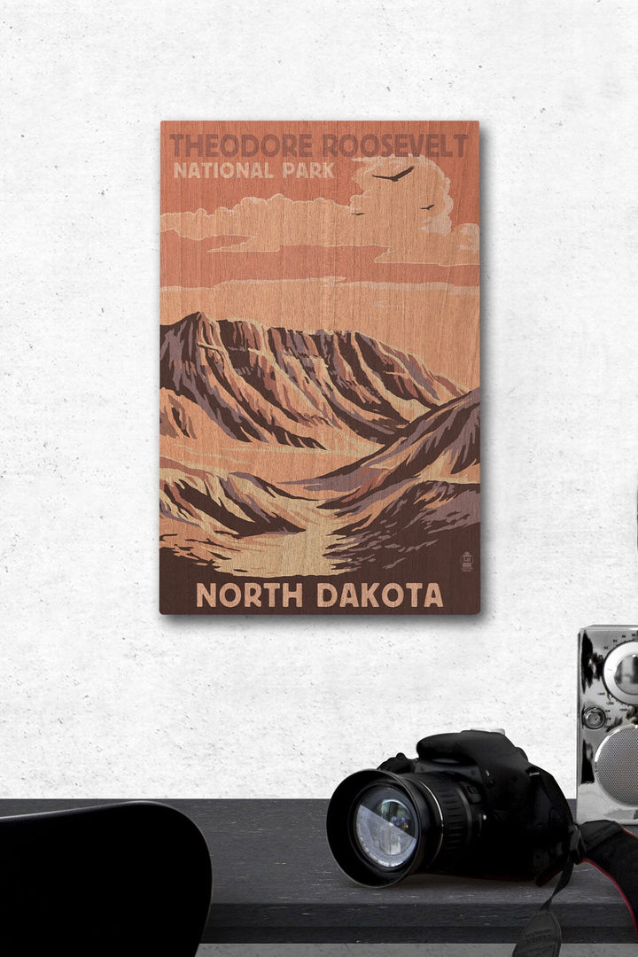 Theodore Roosevelt National Park, North Dakota, Buttes, Lantern Press Artwork, Wood Signs and Postcards Wood Lantern Press 12 x 18 Wood Gallery Print 