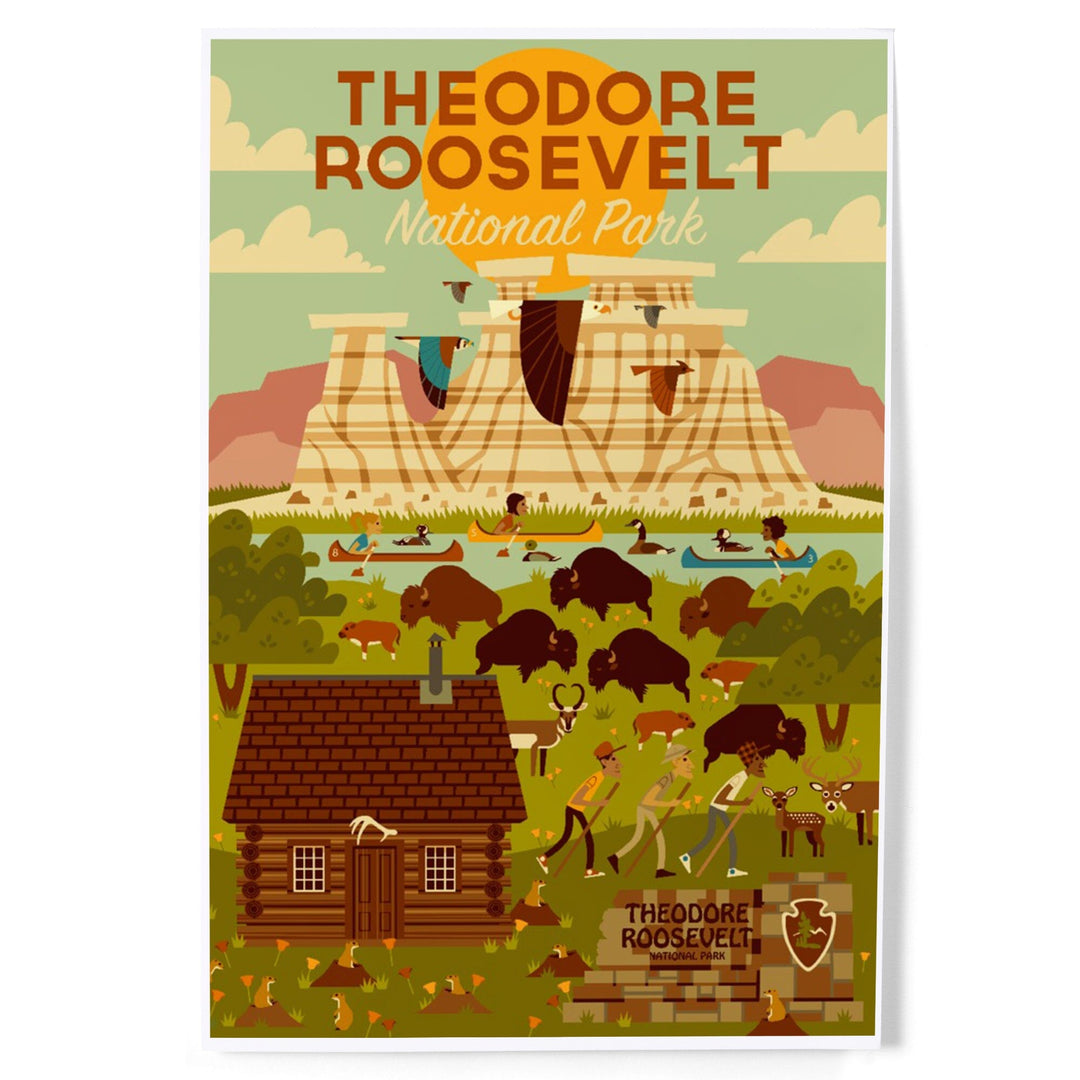 Theodore Roosevelt National Park, North Dakota, Geometric National Park Series, Art & Giclee Prints Art Lantern Press 