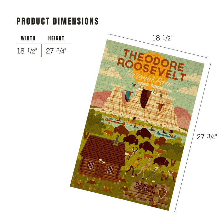 Theodore Roosevelt National Park, North Dakota, Geometric National Park Series, Jigsaw Puzzle Puzzle Lantern Press 