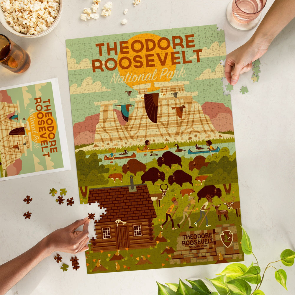 Theodore Roosevelt National Park, North Dakota, Geometric National Park Series, Jigsaw Puzzle Puzzle Lantern Press 