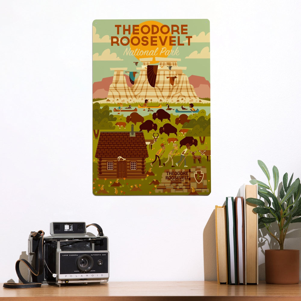 Theodore Roosevelt National Park, North Dakota, Geometric National Park Series, Metal Signs Metal Lantern Press 