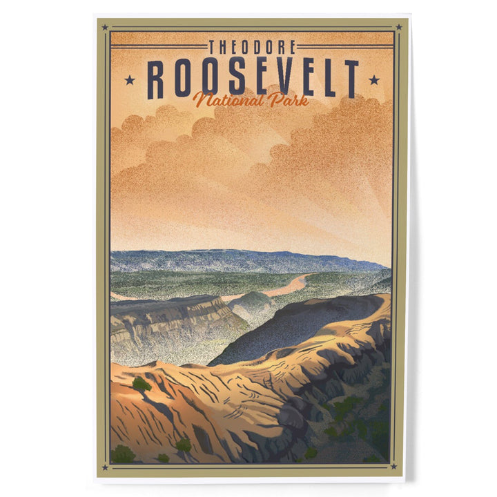 Theodore Roosevelt National Park, North Dakota, Lithograph National Park Series, Art & Giclee Prints Art Lantern Press 8 x 12 Art Print 