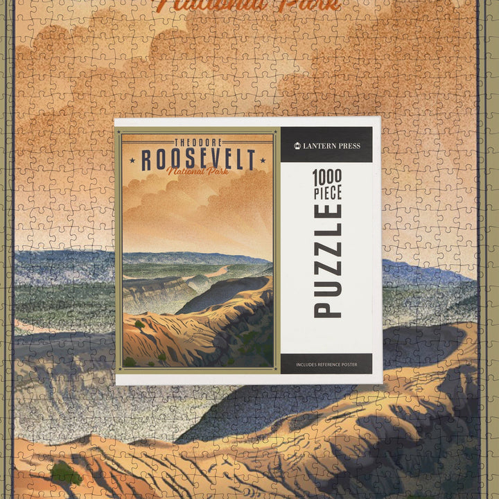 Theodore Roosevelt National Park, North Dakota, Lithograph National Park Series, Jigsaw Puzzle Puzzle Lantern Press 