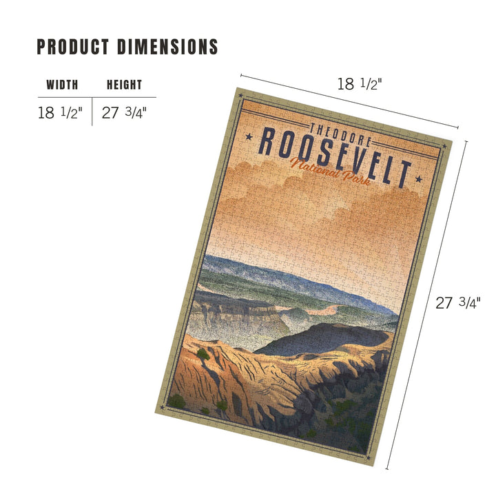 Theodore Roosevelt National Park, North Dakota, Lithograph National Park Series, Jigsaw Puzzle Puzzle Lantern Press 