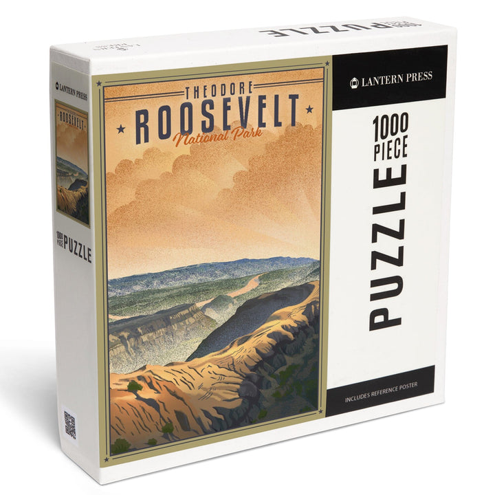 Theodore Roosevelt National Park, North Dakota, Lithograph National Park Series, Jigsaw Puzzle Puzzle Lantern Press 