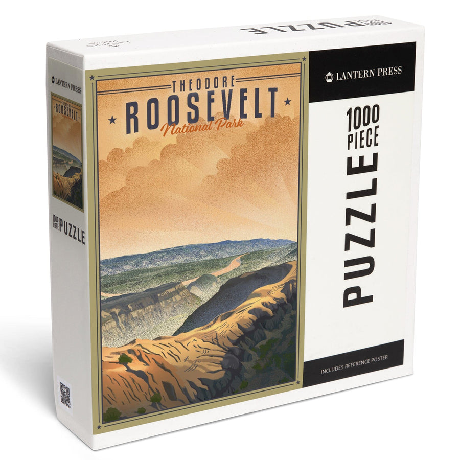 Theodore Roosevelt National Park, North Dakota, Lithograph National Park Series, Jigsaw Puzzle Puzzle Lantern Press 