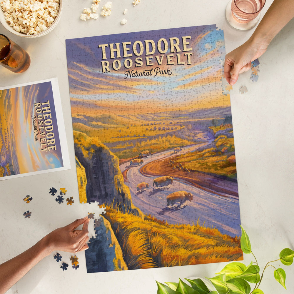 Theodore Roosevelt National Park, North Dakota, Oil Painting, Jigsaw Puzzle Puzzle Lantern Press 