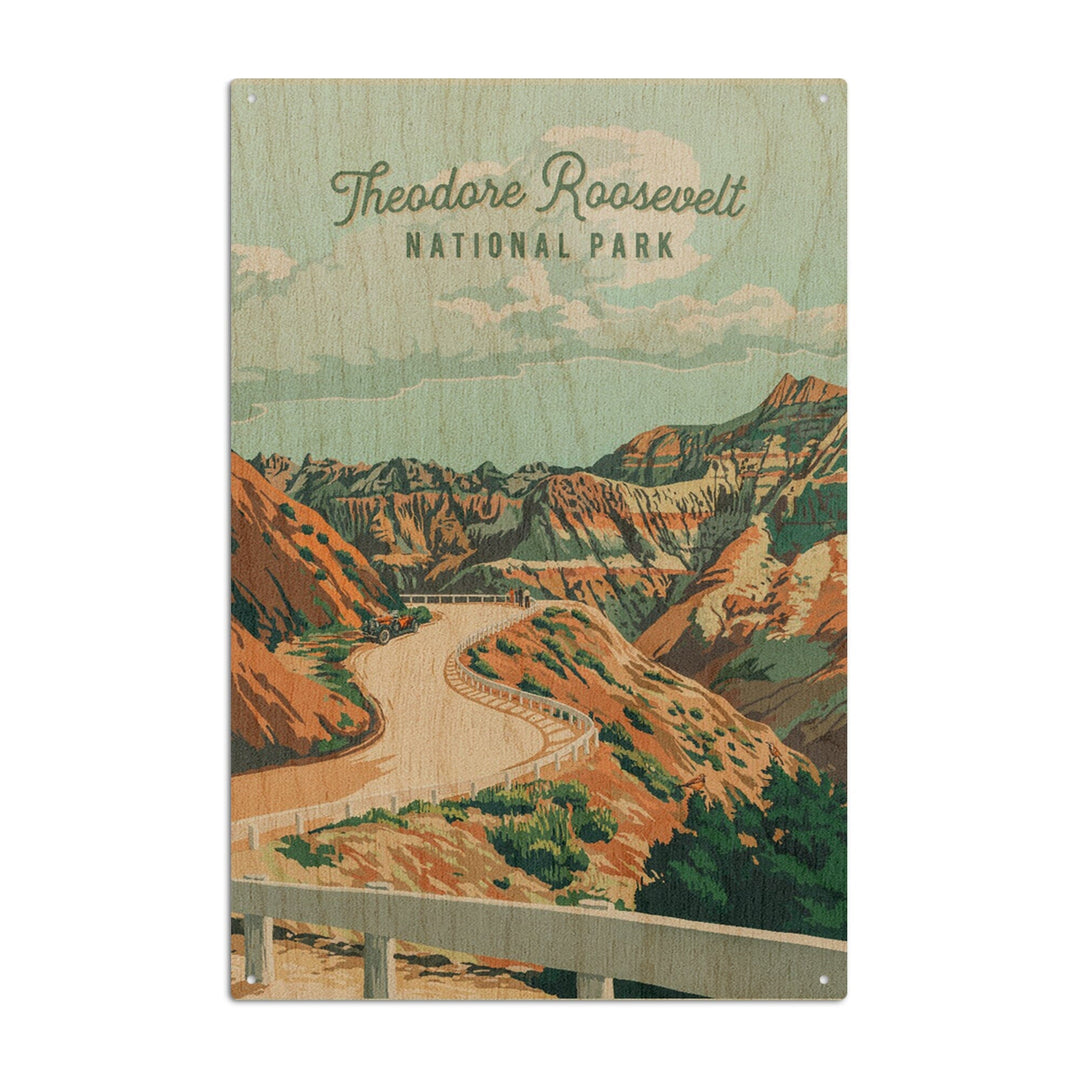 Theodore Roosevelt National Park, North Dakota, Painterly National Park Series, Wood Signs and Postcards Wood Lantern Press 10 x 15 Wood Sign 