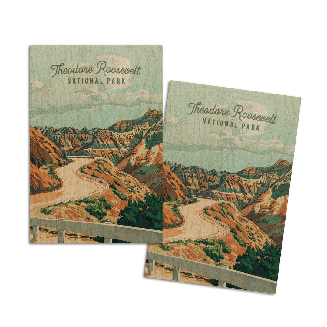 Theodore Roosevelt National Park, North Dakota, Painterly National Park Series, Wood Signs and Postcards Wood Lantern Press 4x6 Wood Postcard Set 