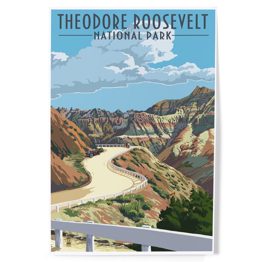 Theodore Roosevelt National Park, North Dakota, Road Scene, Art & Giclee Prints Art Lantern Press 