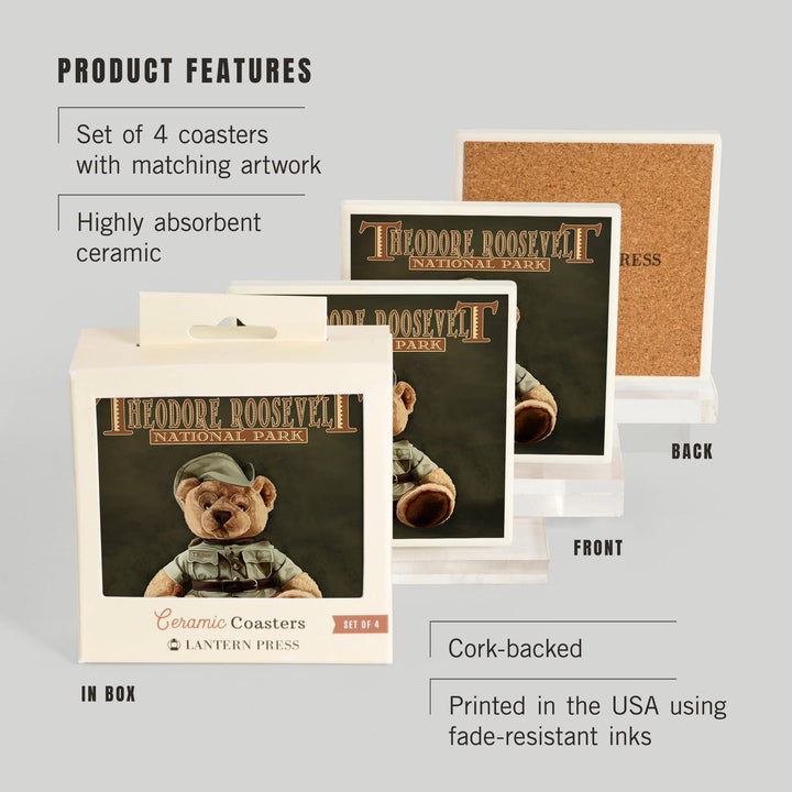Theodore Roosevelt National Park, Teddy Bear, Coasters Coasters Lantern Press 