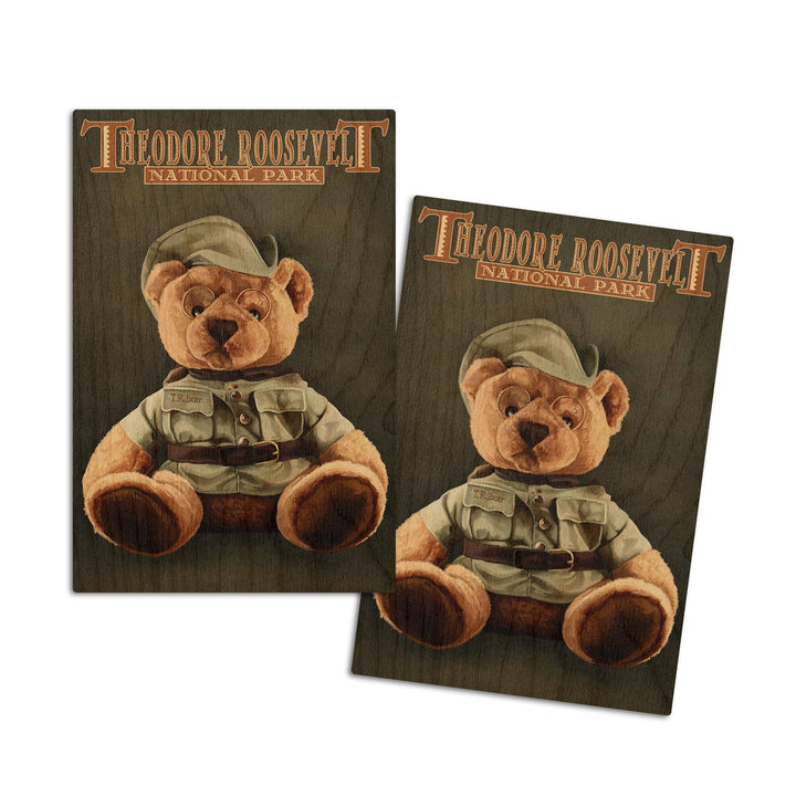 Theodore Roosevelt National Park, Teddy Bear, Lantern Press Artwork, Wood Signs and Postcards Wood Lantern Press 4x6 Wood Postcard Set 