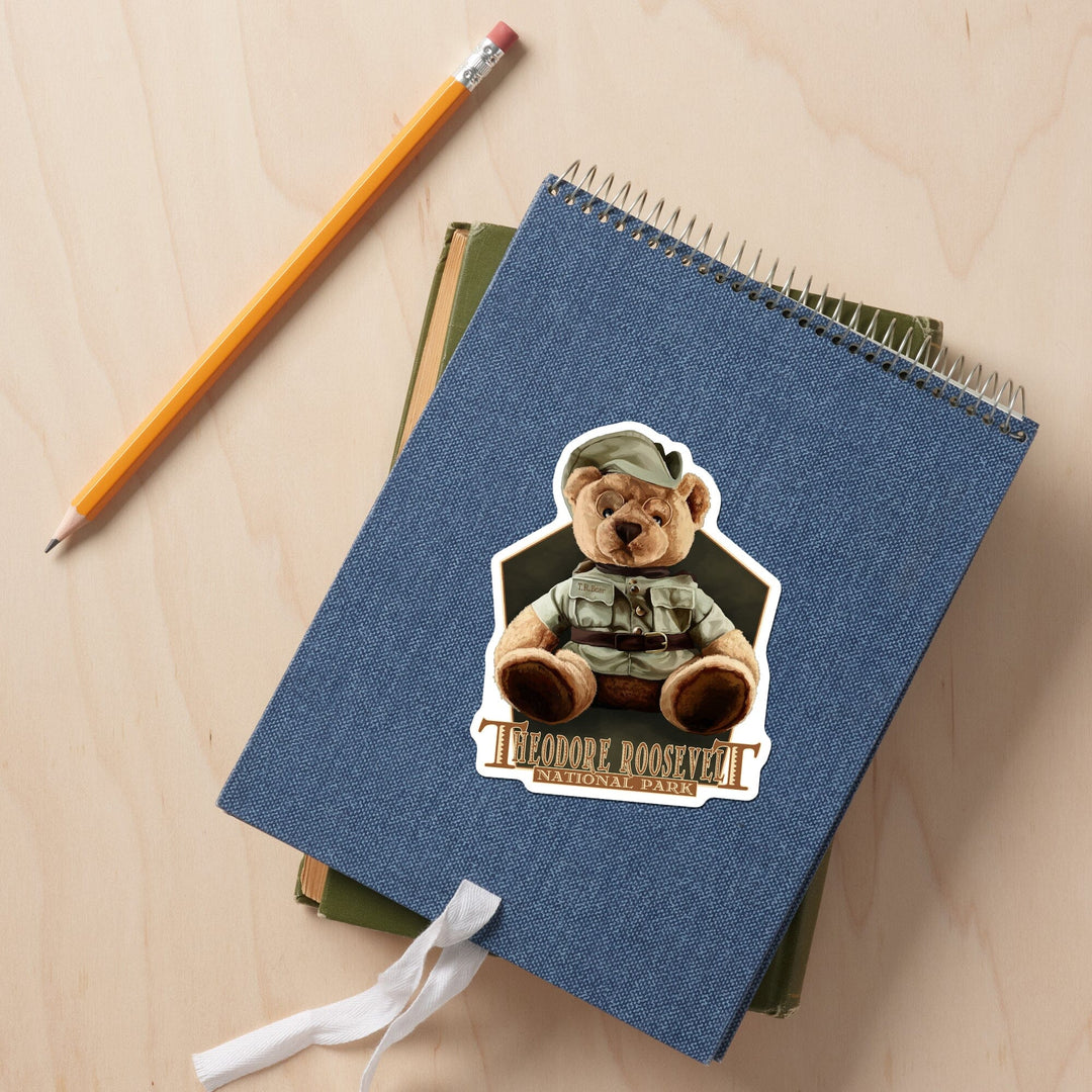 Theodore Roosevelt NP, North Dakota, Teddy Bear, Contour, Vinyl Sticker Sticker Lantern Press 