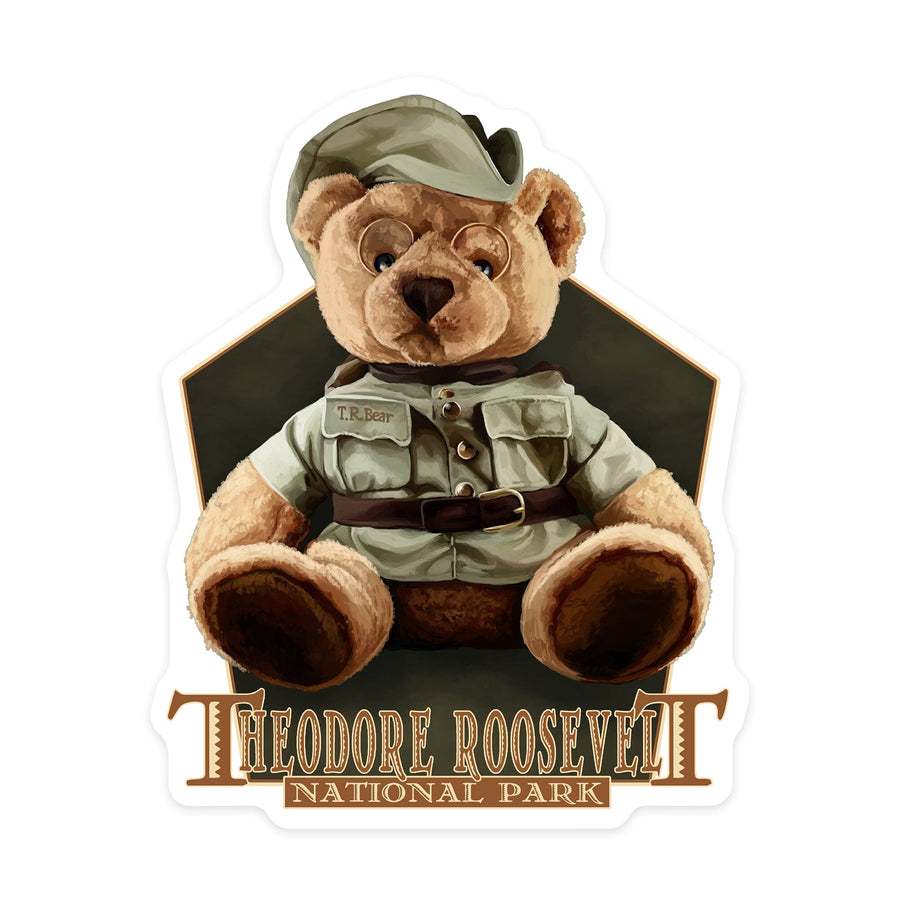 Theodore Roosevelt NP, North Dakota, Teddy Bear, Contour, Vinyl Sticker Sticker Lantern Press 