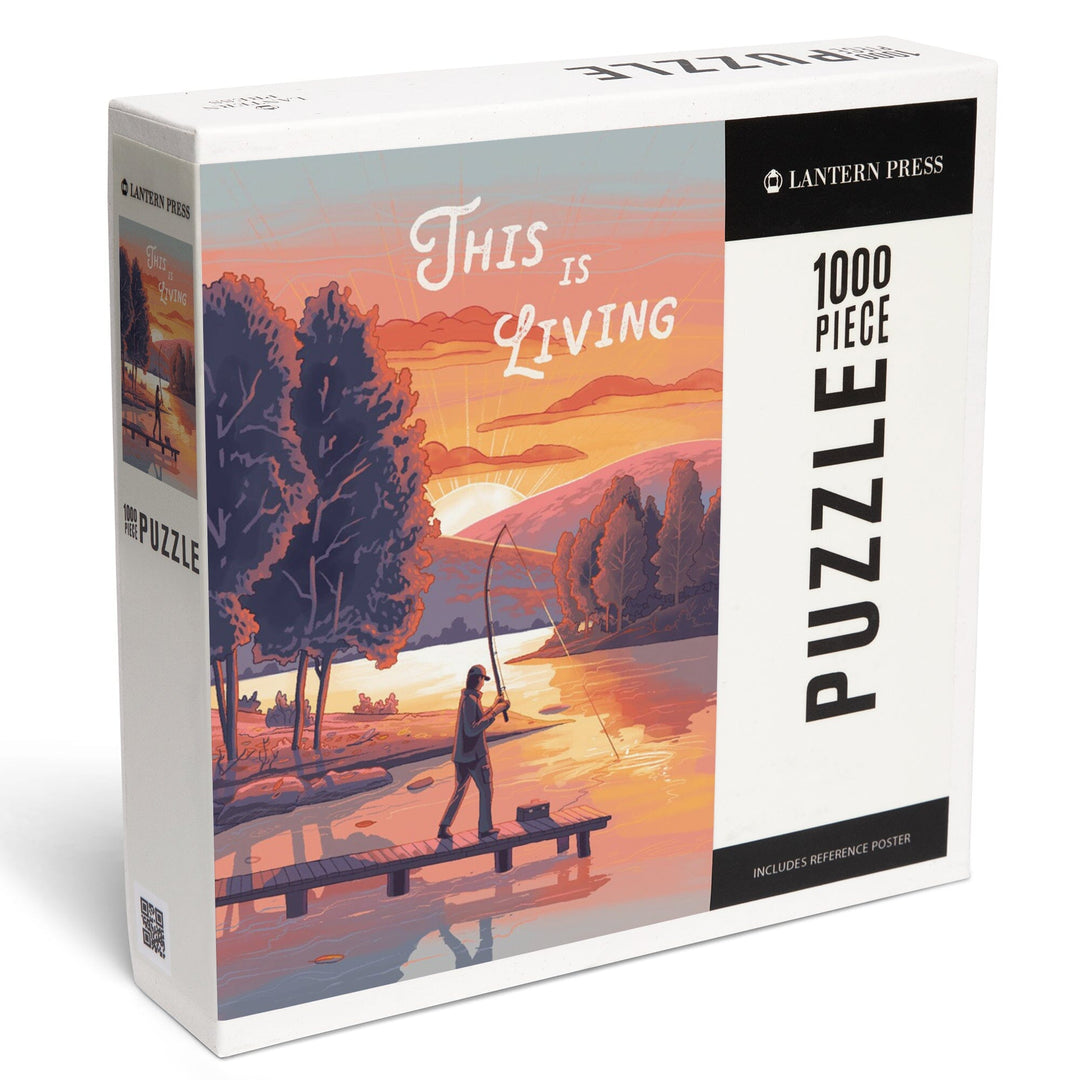 This is Living, Fishing with Hills, Jigsaw Puzzle Puzzle Lantern Press 