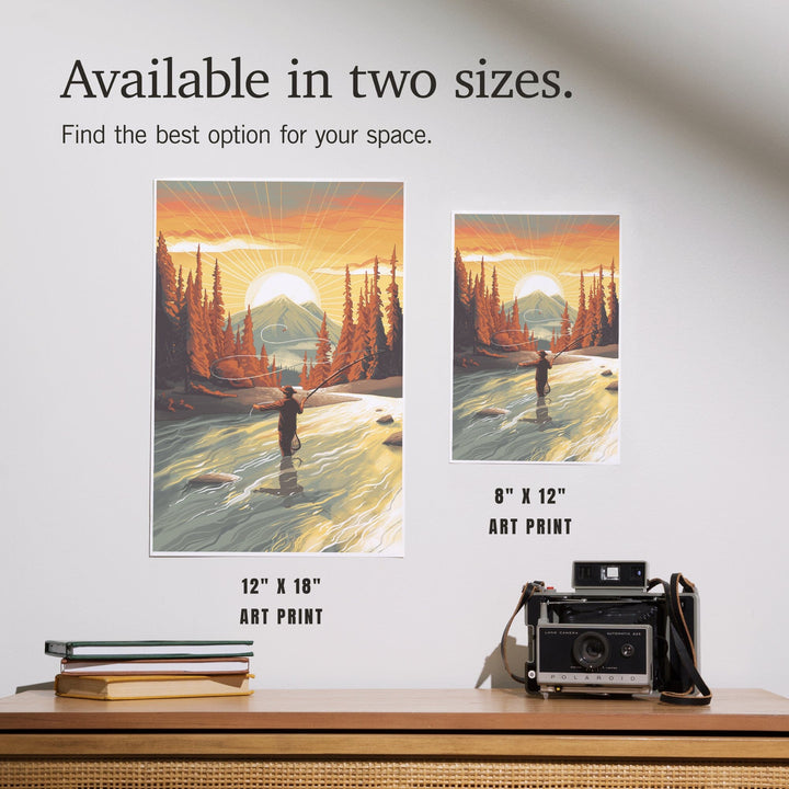 This is Living, Fly Fishing with Mountain, Art & Giclee Prints Art Lantern Press 