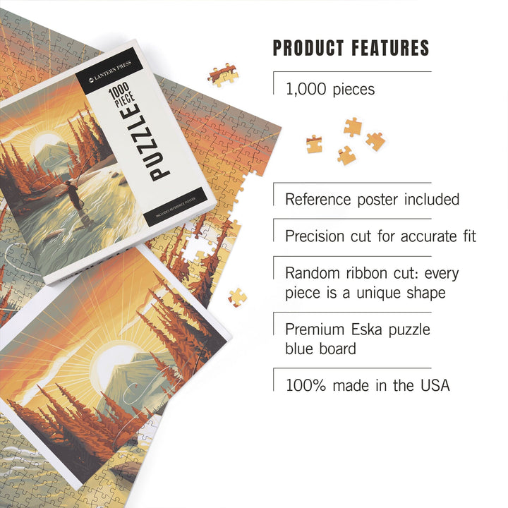 This is Living, Fly Fishing with Mountain, Jigsaw Puzzle Puzzle Lantern Press 