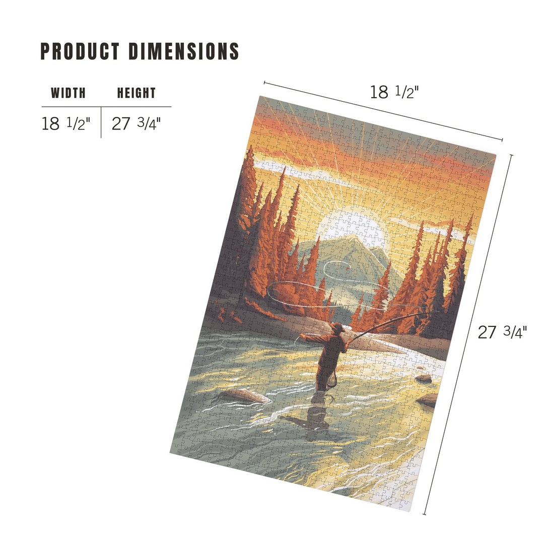 This is Living, Fly Fishing with Mountain, Jigsaw Puzzle Puzzle Lantern Press 