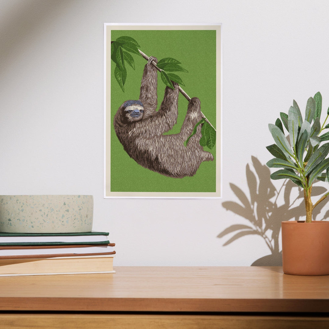 Three Toed Sloth, Letterpress, Art & Giclee Prints Art Lantern Press 