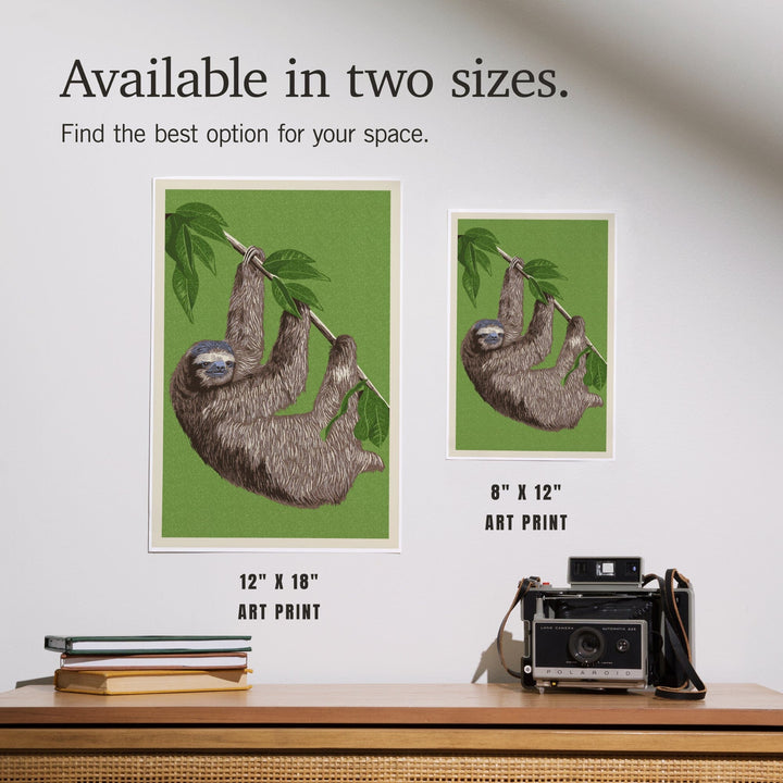 Three Toed Sloth, Letterpress, Art & Giclee Prints Art Lantern Press 