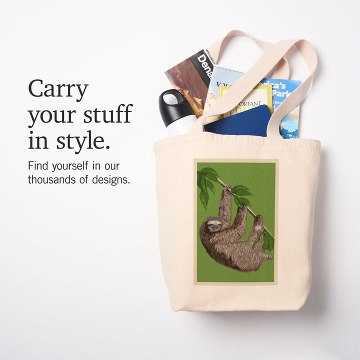 Three Toed Sloth, Letterpress, Tote Bag Totes Lantern Press 