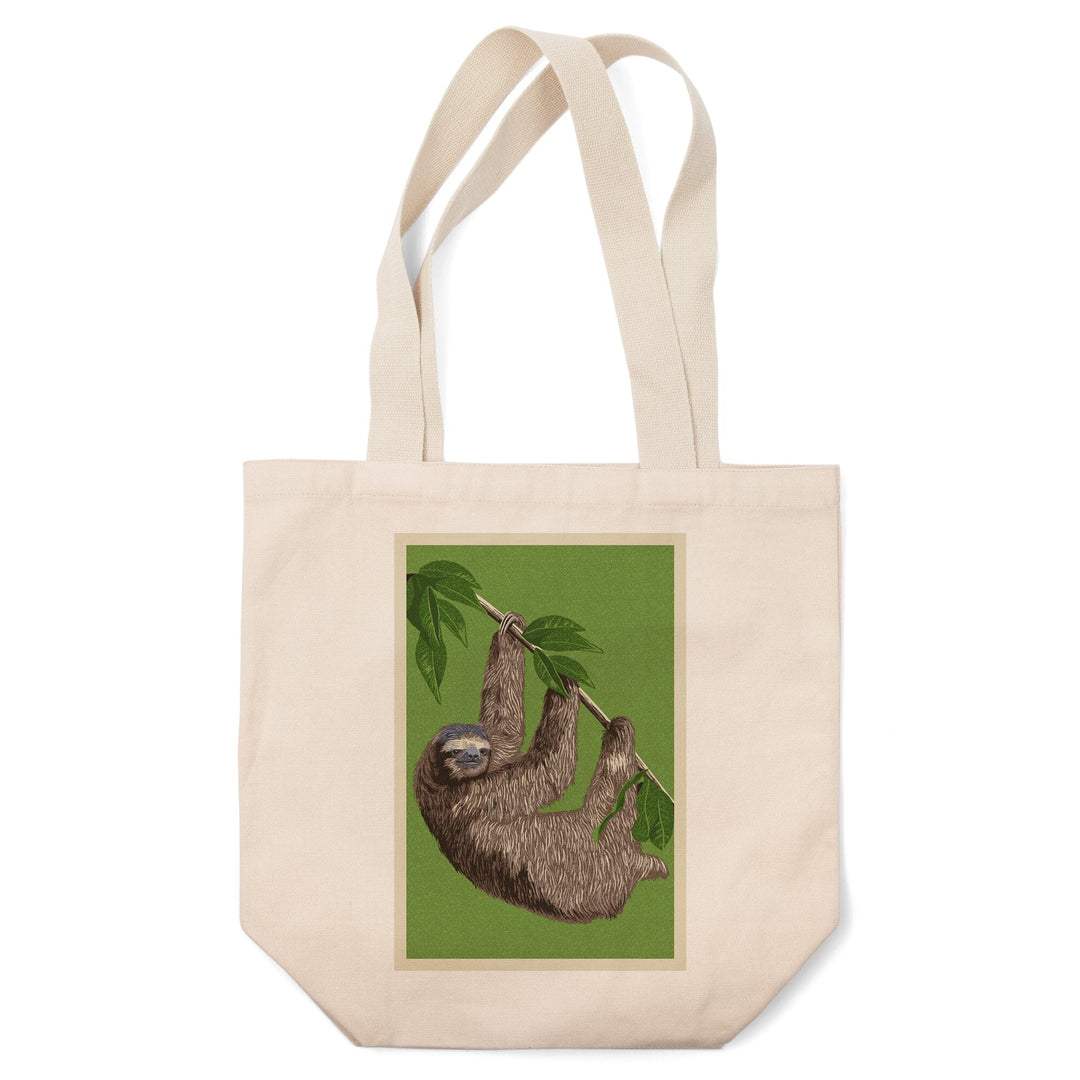 Three Toed Sloth, Letterpress, Tote Bag Totes Lantern Press 