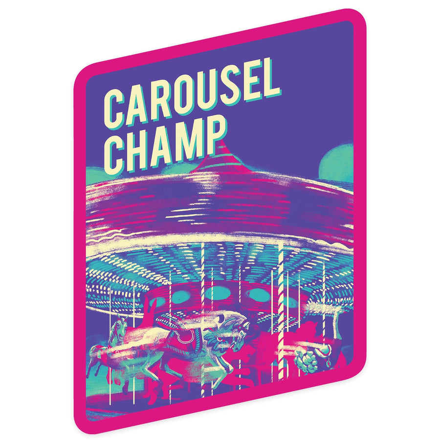 Thrill Champ Collection, Carousel Champ, Contour, Vinyl Sticker Sticker Lantern Press 