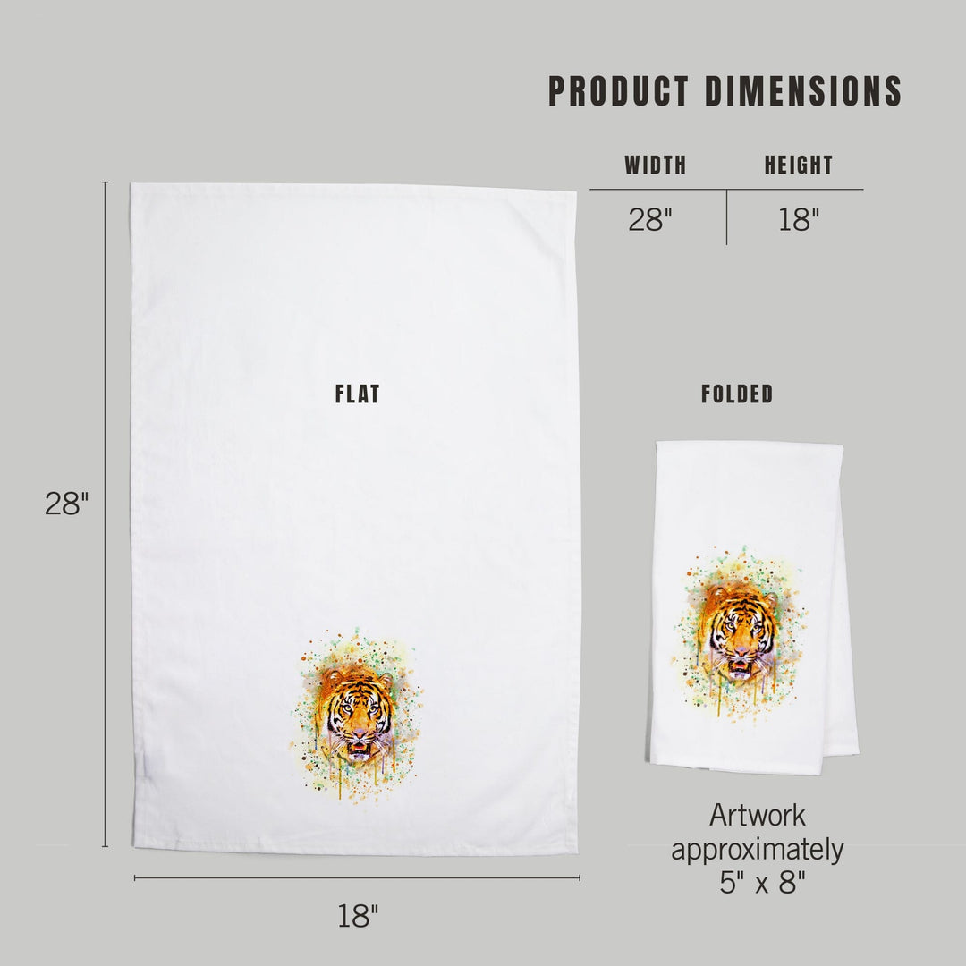 Tiger, Watercolor, Organic Cotton Kitchen Tea Towels Kitchen Lantern Press 