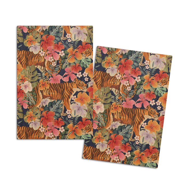 Tigers and Flowers, Seamless Vector Pattern, Wood Signs and Postcards Wood Lantern Press 4x6 Wood Postcard Set 