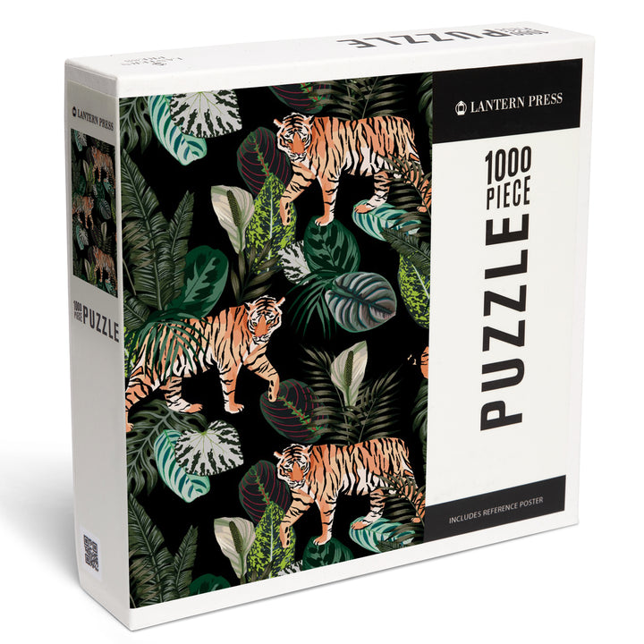 Tigers at Night, Seamless Vector Pattern, Jigsaw Puzzle Puzzle Lantern Press 