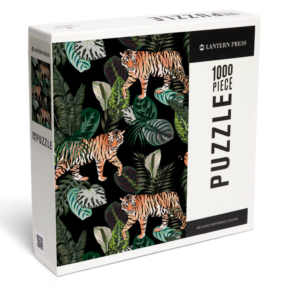 Tigers at Night, Seamless Vector Pattern, Jigsaw Puzzle Puzzle Lantern Press 