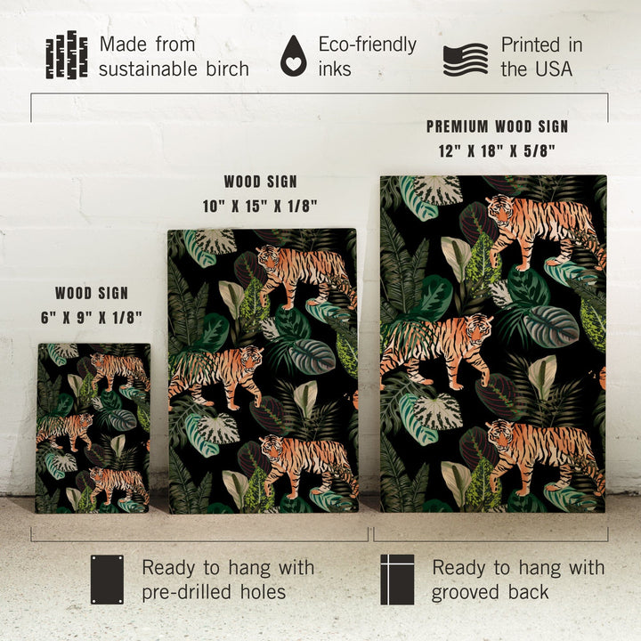 Tigers at Night, Seamless Vector Pattern, Wood Signs and Postcards Wood Lantern Press 
