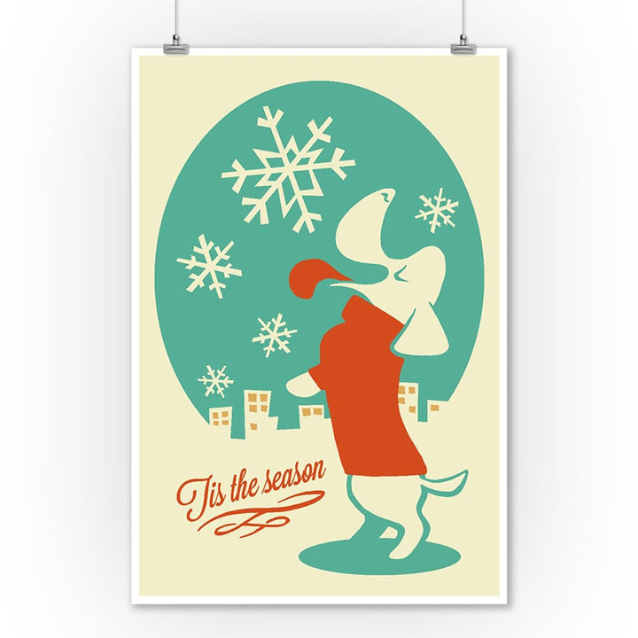 Tis the Season, Dog, Retro Christmas, Art & Giclee Prints Art Lantern Press 12 x 18 Art Print 