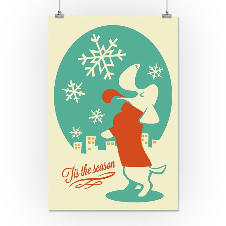 Tis the Season, Dog, Retro Christmas, Art & Giclee Prints Art Lantern Press 16 x 24 Giclee Print 