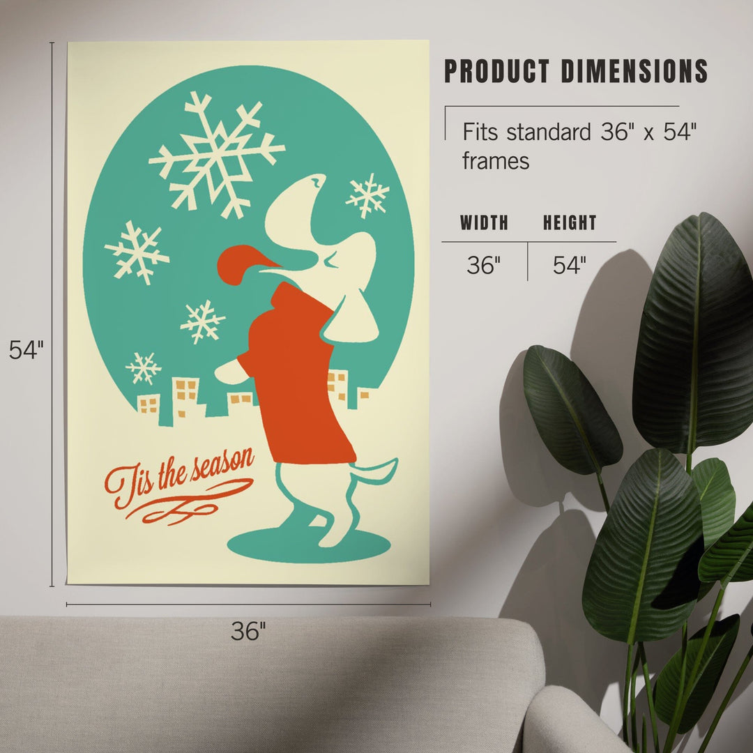 Tis the Season, Dog, Retro Christmas, Art & Giclee Prints Art Lantern Press 