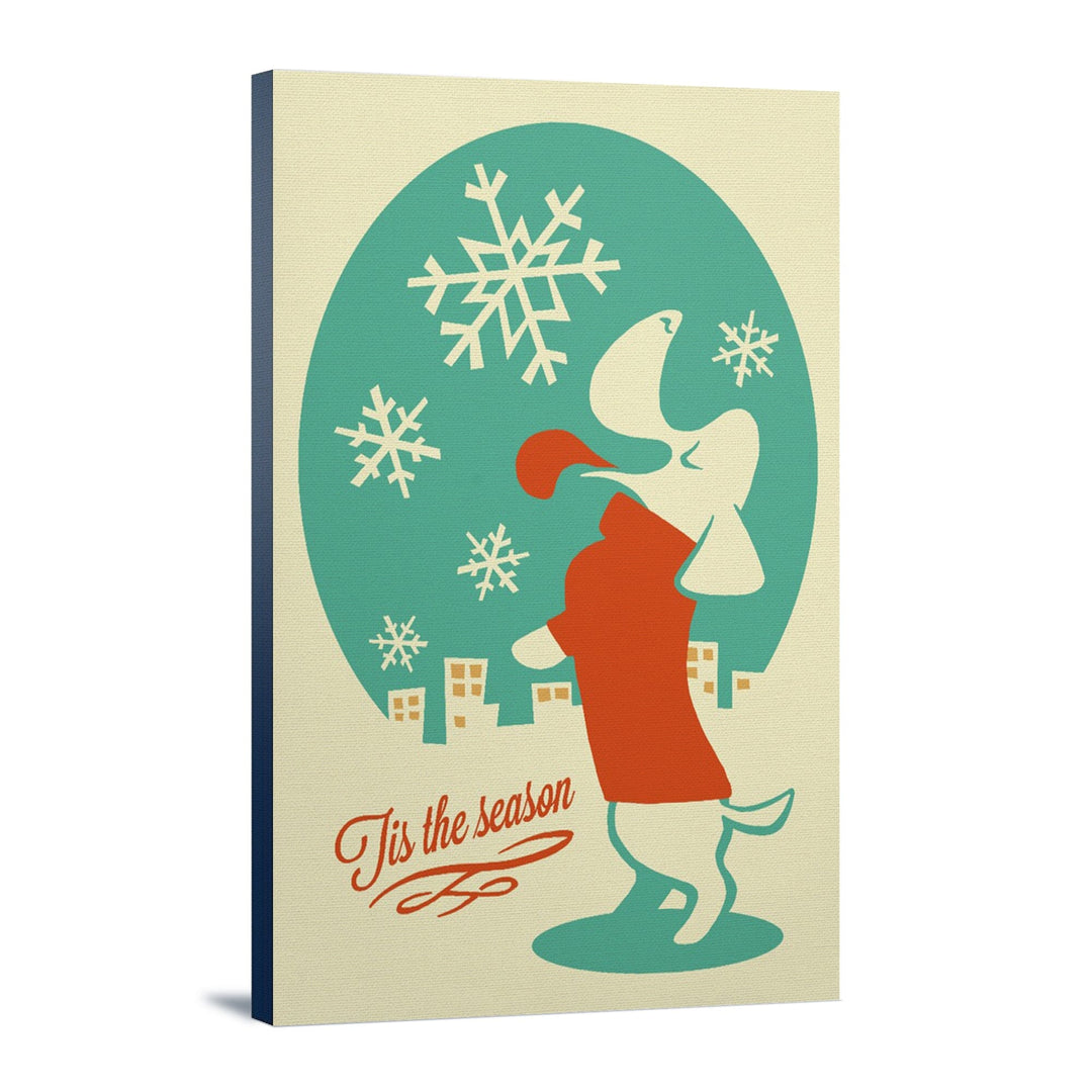 Tis the Season, Dog, Retro Christmas, Lantern Press Artwork, Stretched Canvas Canvas Lantern Press 