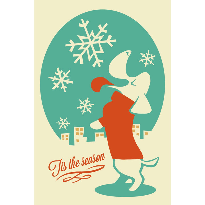 Tis the Season, Dog, Retro Christmas, Lantern Press Artwork, Stretched Canvas Canvas Lantern Press 