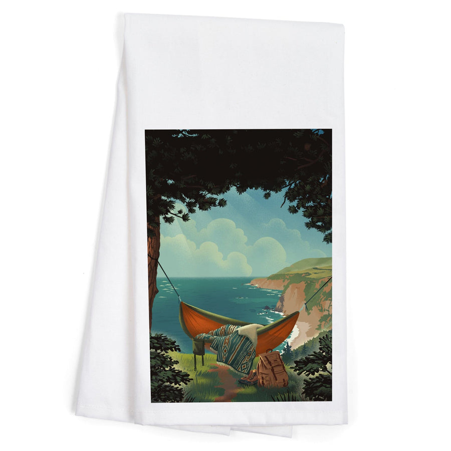 Today's Office, Coastal Series, Hammock on Beach, No Text, Organic Cotton Kitchen Tea Towels Kitchen Lantern Press 