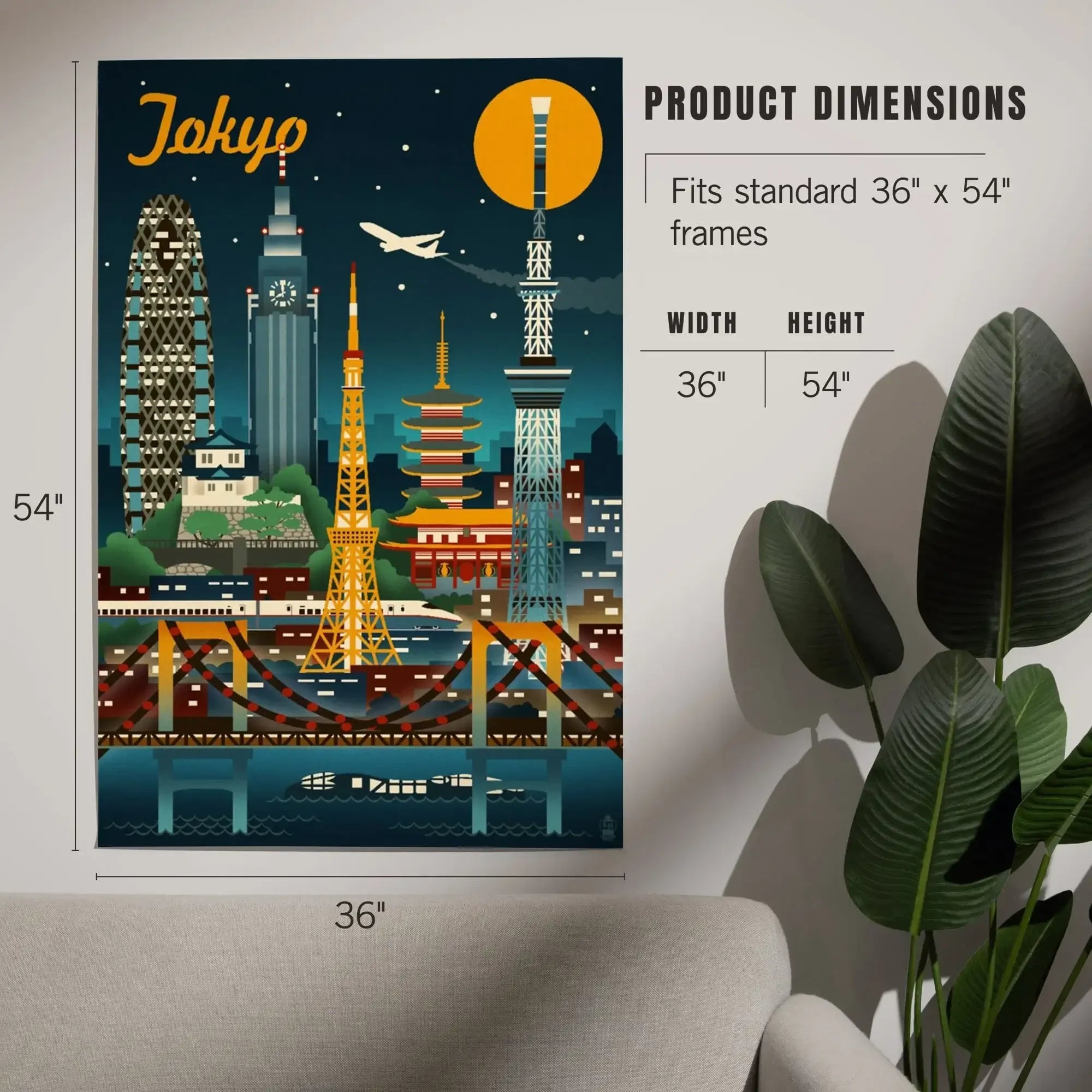 Tokyo, Japan, Retro Skyline art prints, metal signs – Lantern Press